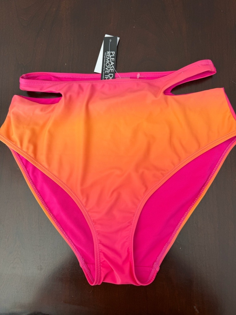 NWT New York & Company Ombre Pink and Orange High-Waist Swim Bottom Size Medium